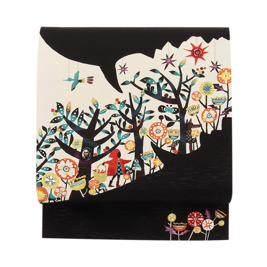  京袋帯 帯 WAKKA アイボリー 赤ずきん 仕立て上がり 正絹