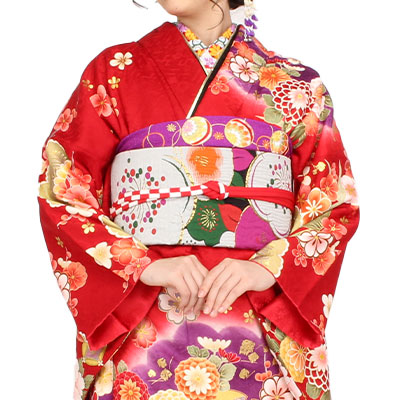 振袖 正絹 着物単品 hiromichi nakano 赤地 NO38534 振袖 正絹 着物 単品 仕立て上がり 百花繚乱 ラメ 桜 赤色 渋い赤色