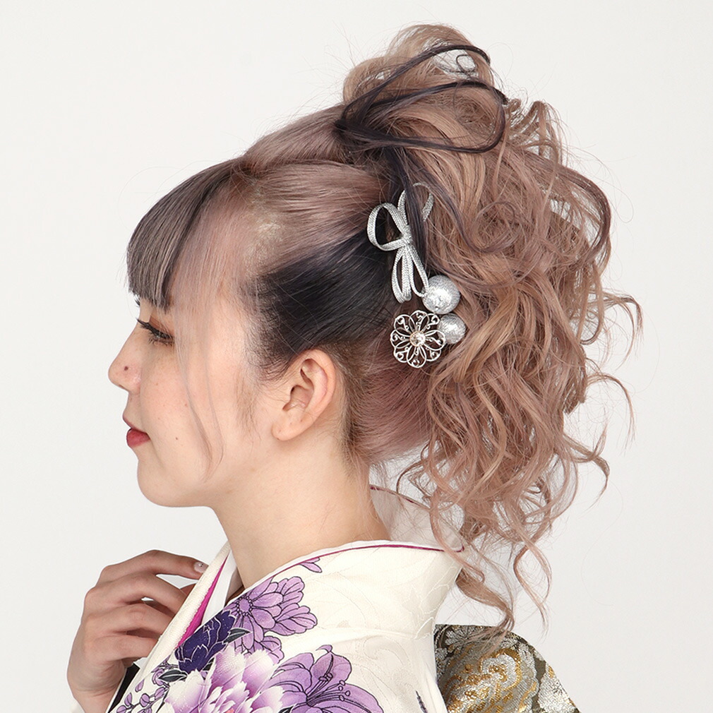 髪飾り 成人式 振袖 袴 花飾り 水引 葉 玉飾り 金 銀 全2タイプ かみかざり ヘアアクセ 振袖 振り袖 袴 成人式