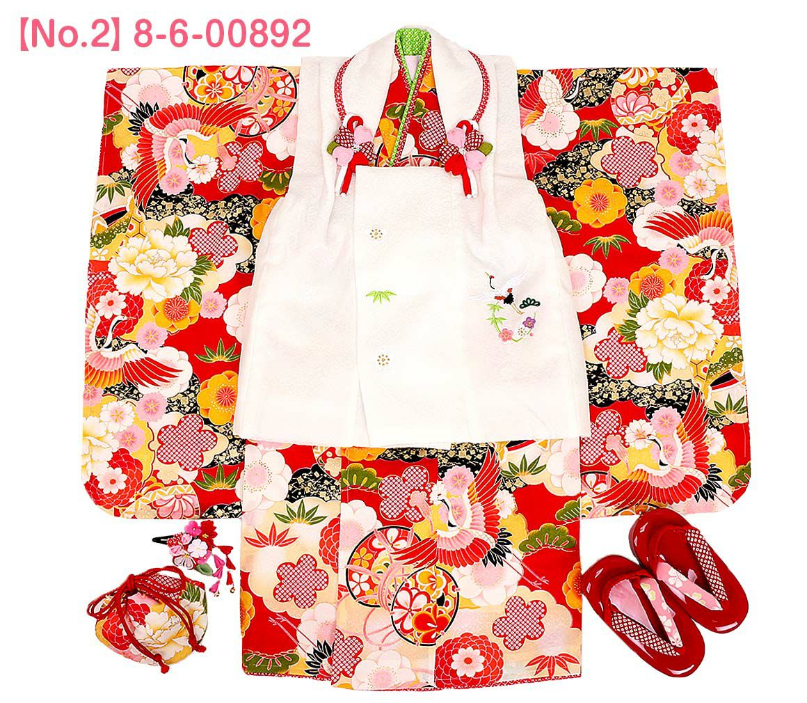 七五三》 被布8点セット 女の子用 ＜花ひめ＞ 正絹 日本製 ＜着物：全4