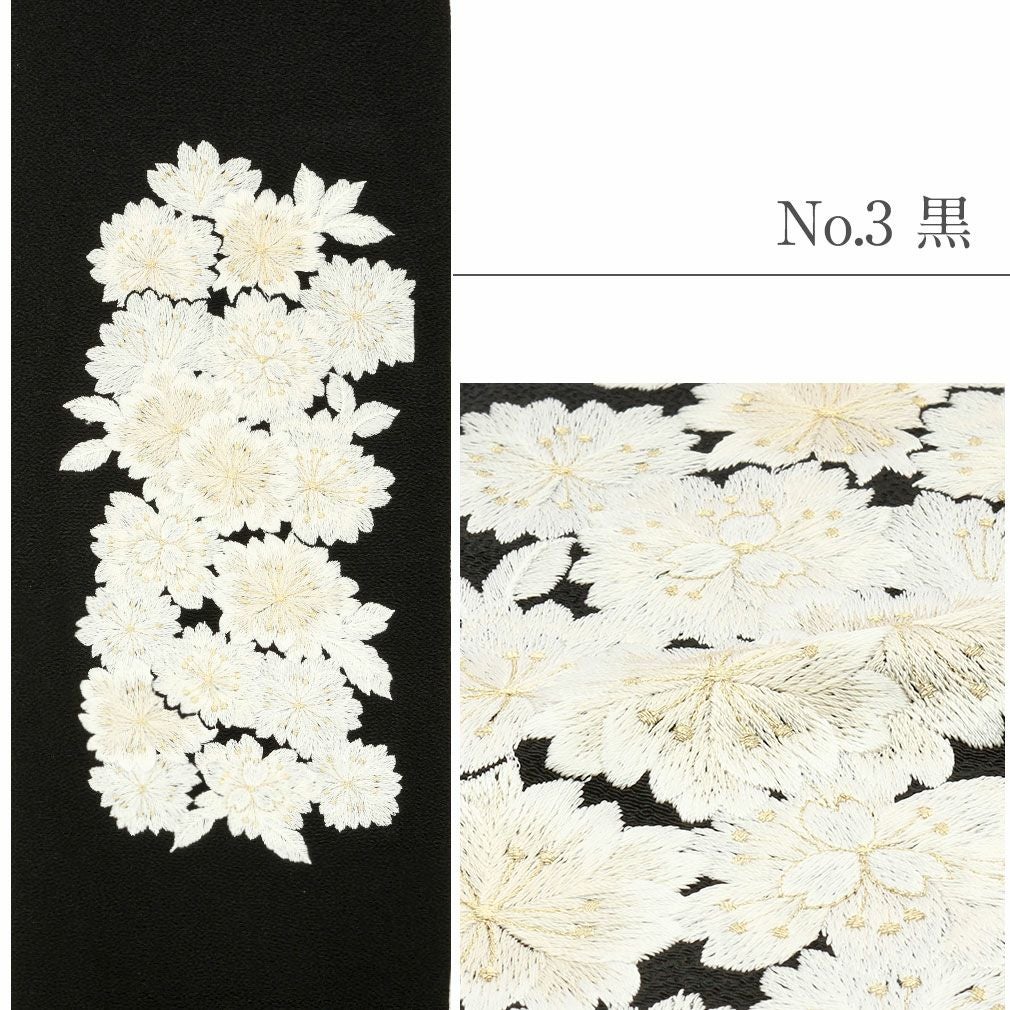 半襟 礼装用 高級ちりめん刺繍半襟 ＜全4色／桜尽くし刺繍＞ 日本製