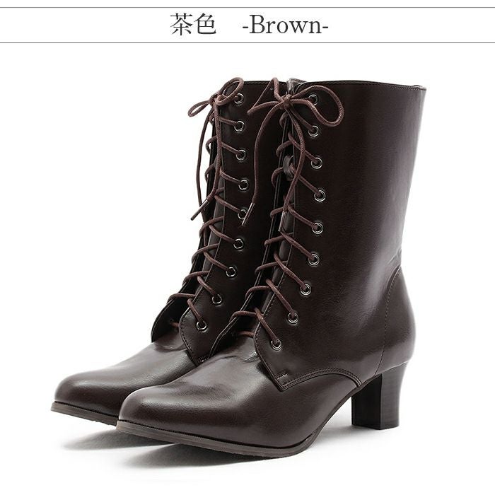 袴用♪レースアップ（編みあげ）ブーツ＜黒・茶色＞8サイズ展開