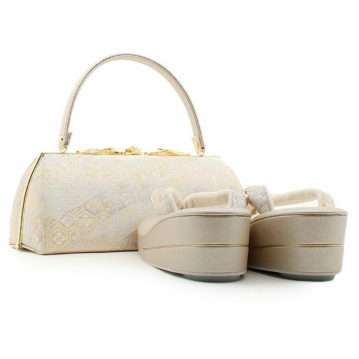 草履バッグセット留袖用訪問着用華三彩KissteオリジナルSMLLLサイズゴールドシャンパンゴールドシルバー吉祥紋織り生地2枚芯日本製小さいサイズ大きいサイズ痛くない黒留袖色留袖礼装用フォーマル結婚式ぞうり草履草履バック草履バック着物