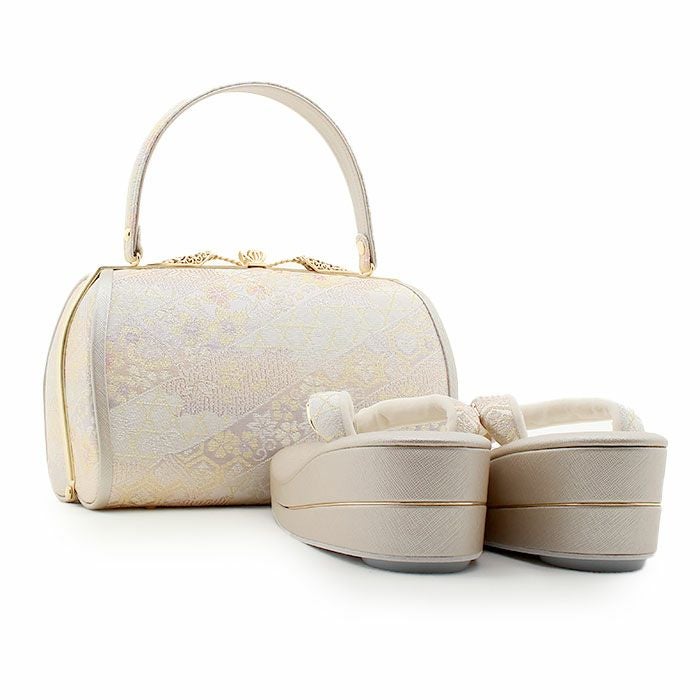 草履バッグセット留袖用訪問着用華三彩KissteオリジナルSMLLLサイズゴールドシャンパンゴールドシルバー吉祥紋織り生地2枚芯日本製小さいサイズ大きいサイズ痛くない黒留袖色留袖礼装用フォーマル結婚式ぞうり草履草履バック草履バック着物