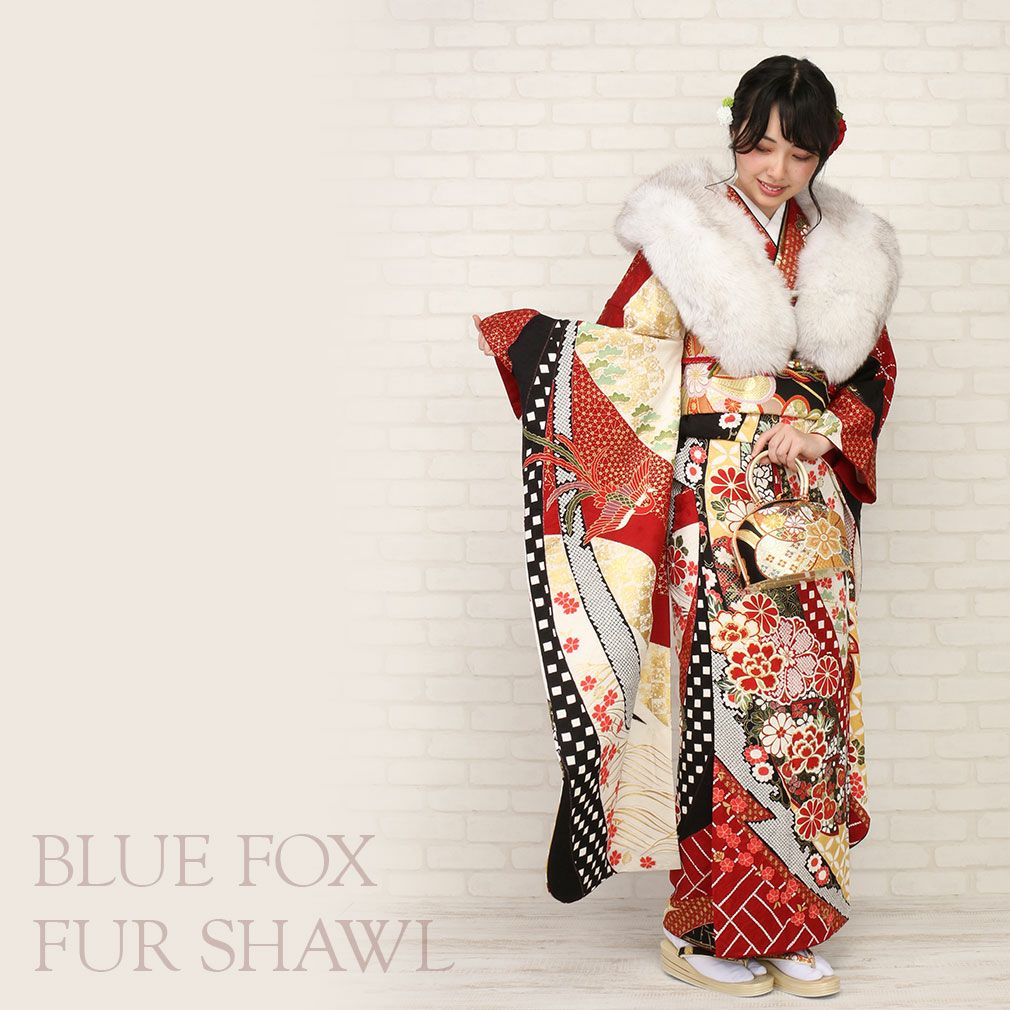 振袖用 ブルーフォックス ファーショール グレー ＜SAGA FURS BLUE FOX