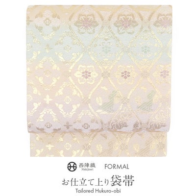 袋帯 帯 留袖 訪問着 ＜シルバー、紫／立涌、変わり花菱＞ 西陣織 