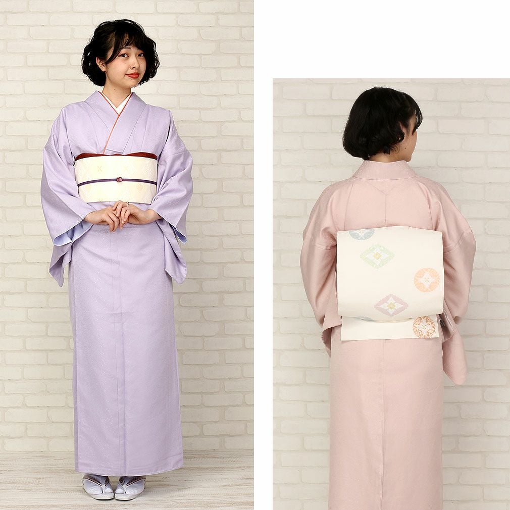 着物 お仕立上り 袷 色無地 Mサイズ Lサイズ ＜ピンク、紫、薄緑
