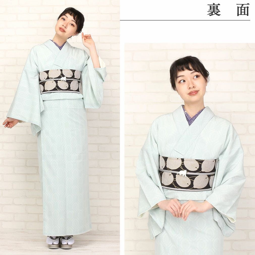半幅帯 帯 正絹 ＜黒・金・銀／金猫×鈴＞ 佐々木染織謹製