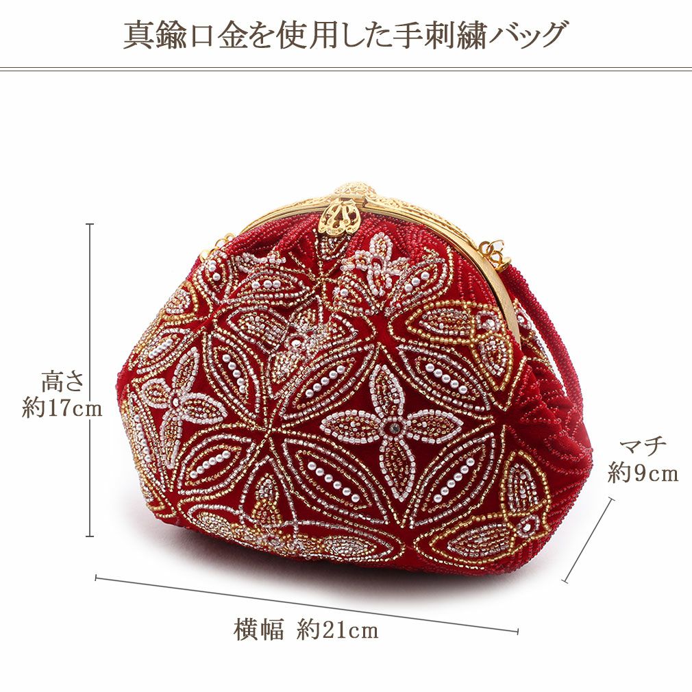 新品◆手挿し ビーズバッグ 和装バッグ　黒　ブラック 楽天市場】手刺繍ビーズバッグ 国産グラスビーズ ブラック 七宝に華 袴