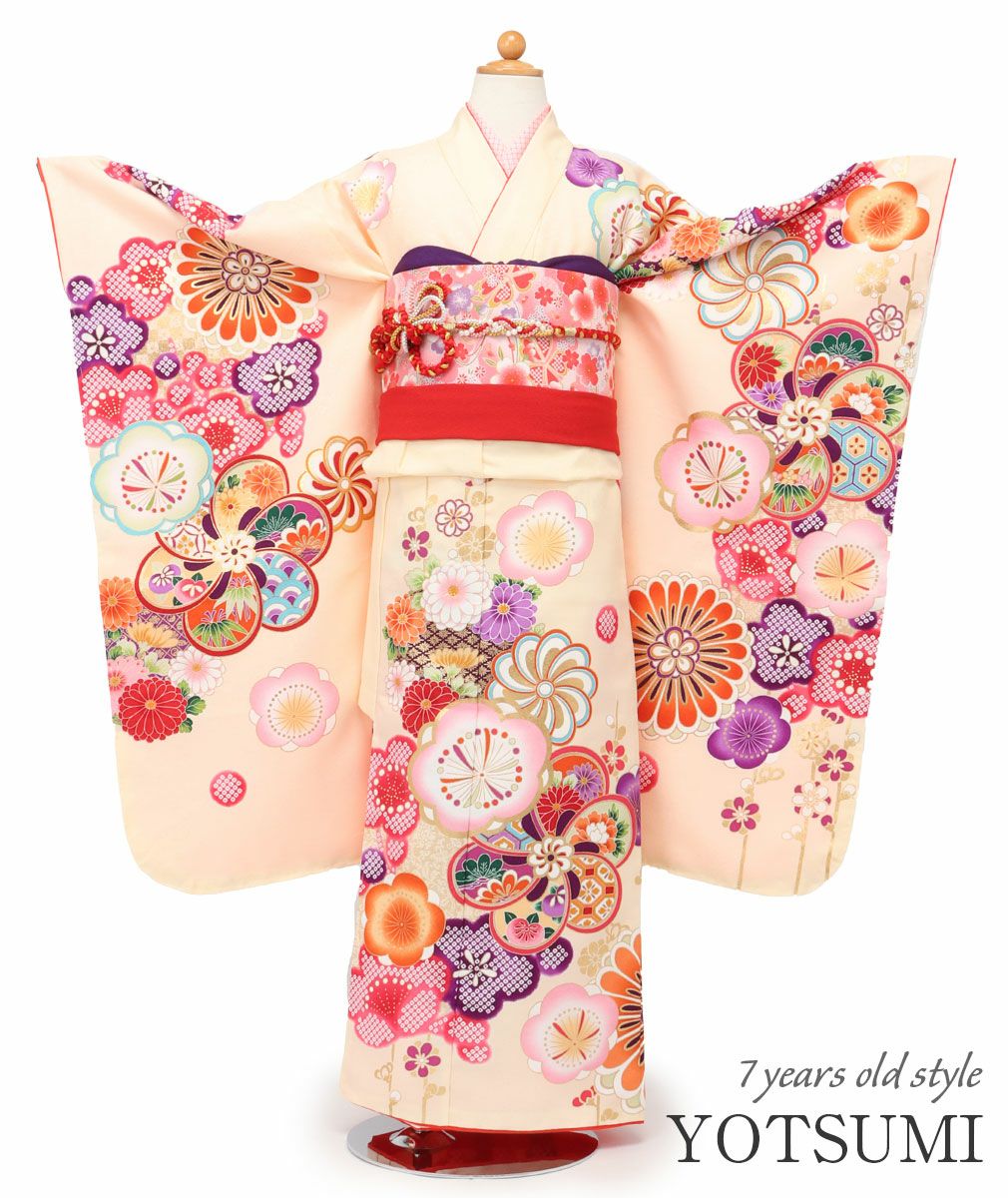 七五三》 四つ身着物3点セット ＜しゃれっこ＞ 着物+長襦袢+重ね衿