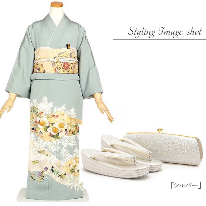  草履バッグセット 留袖用 訪問着用 礼装 S M L LL 小さいサイズ 大きいサイズ 日本製 花唐草 がま口 クラッチ ドレス 和洋 兼用 ゴールド 金 シルバー 銀 Kissteオリジナル 着物 草履 バッグ バック レディース 礼装 黒留袖