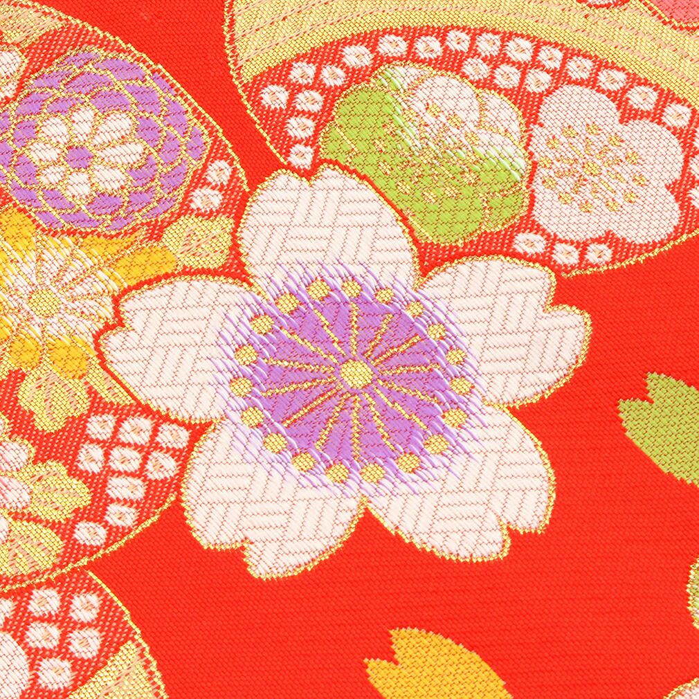 七五三 作り帯　京舞　豪華刺繍　 七五三 7歳 帯 作り帯 結び帯 日本製＜大寸＞ ＜白／小桜＞ 正絹 刺繍