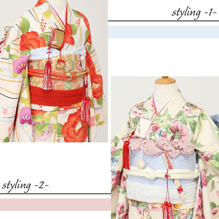 七五三》帯揚げ 子供用 ＜7色／6柄＞ 7歳 メール便対応可
