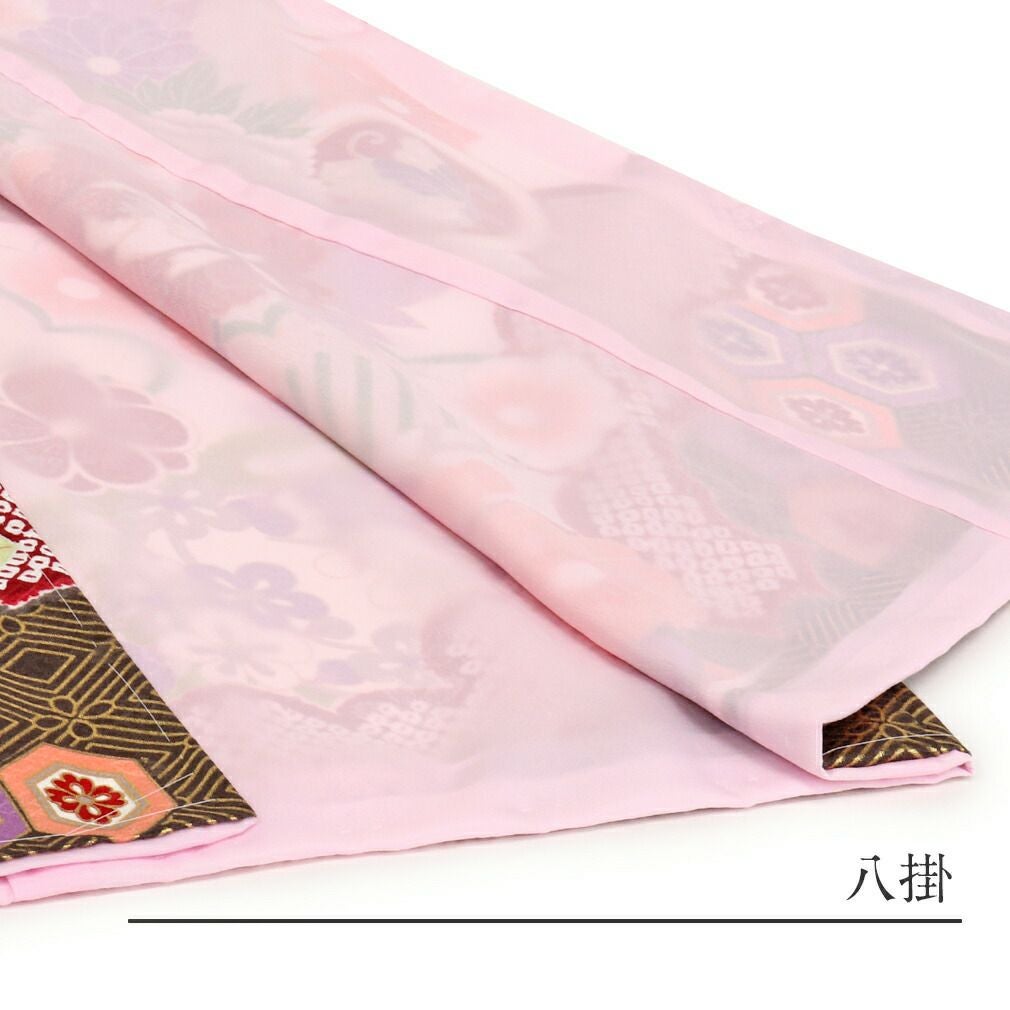 七五三 着物 7歳 女の子 四つ身 長襦袢 重ね衿 ＜白／牡丹 雲取り 吉祥
