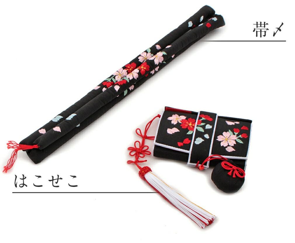 七五三 7歳 小物 はこせこセット 草履 21cm 女の子 販売 ＜黒／小桜