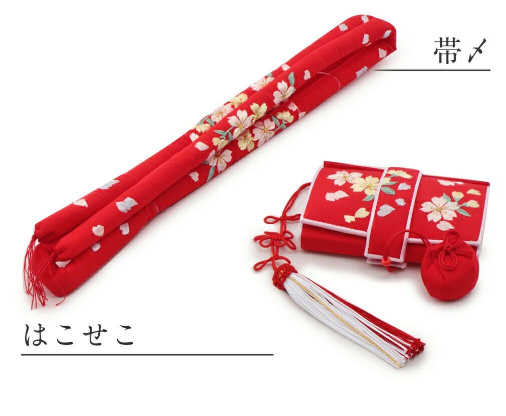 七五三 7歳 小物 はこせこセット 草履 21cm 女の子 販売 ＜赤／小桜