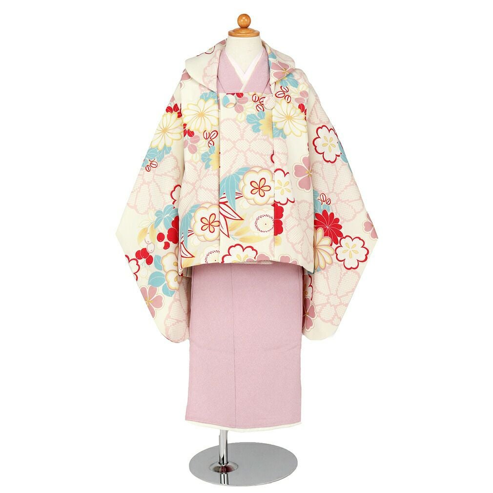 七五三 着物 3歳 女の子 販売 被布セット 7点 鹿の子 花模様