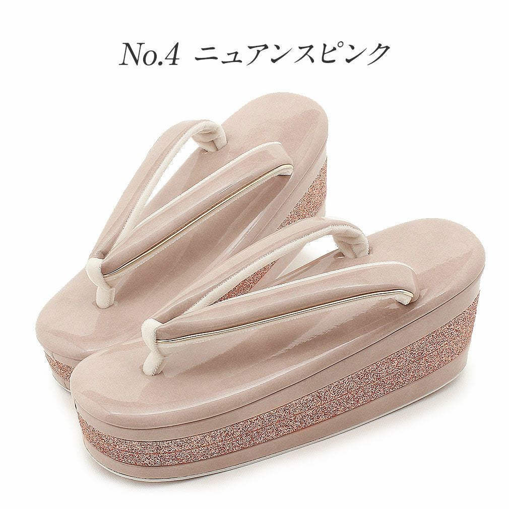 草履 成人式 振袖 厚底 4枚芯 Mサイズ Lサイズ エナメル グリッター 日本製