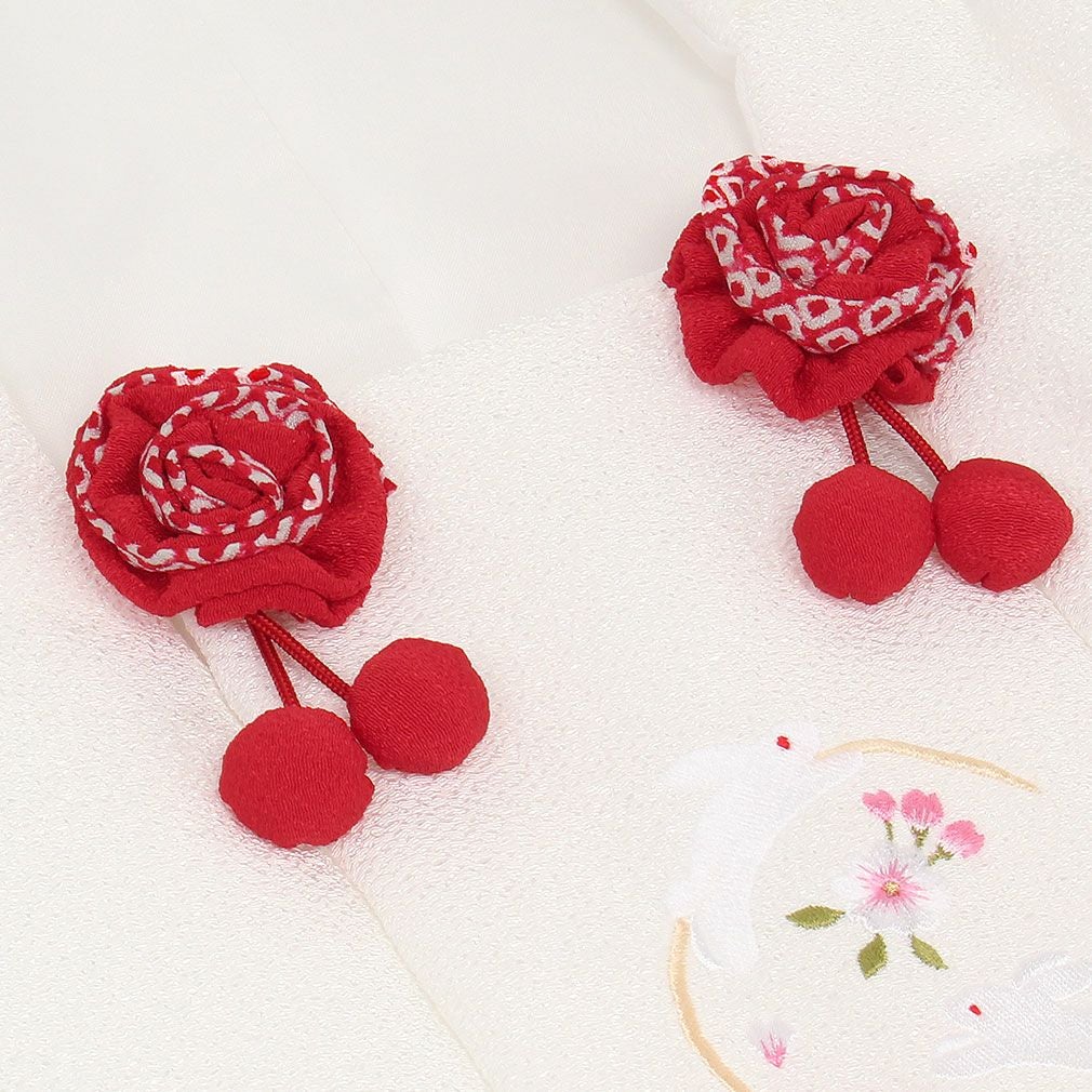 七五三 着物 3歳 女の子 被布 単品 ＜ウサギ 桜刺繍・地紋入り＞