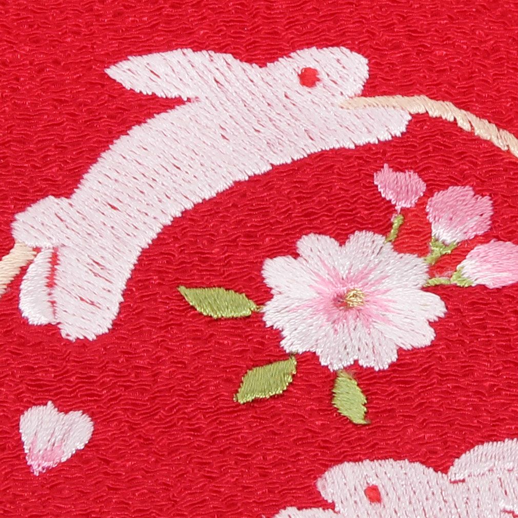 七五三 着物 3歳 女の子 被布 単品 ＜ウサギ 桜刺繍・地紋入り＞