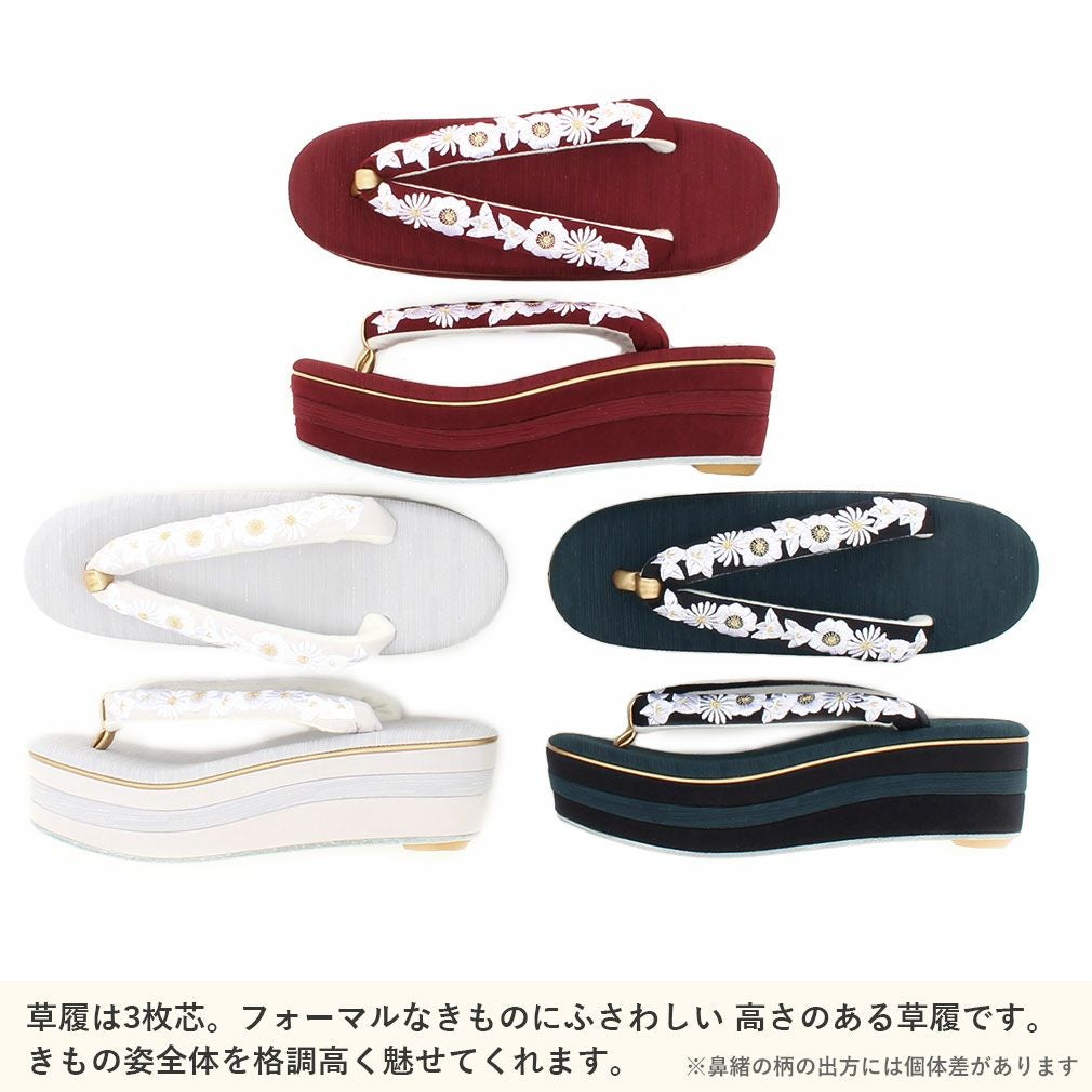 草履バックセット 成人式 振袖 花 菊 スエード調 フリーサイズ Lサイズ