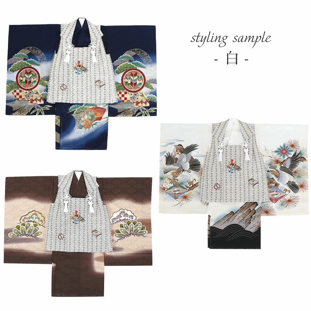 七五三 着物 3歳 男の子 被布 単品 <刺繍・兜> 七五三 着物 3歳 男の子 被布 単品 <刺繍・兜>
