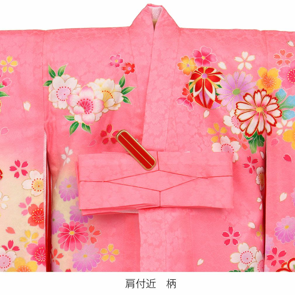 お宮参り 着物 女の子 産着 祝い着 ピンク まりに牡丹 桜 正絹 のしめ