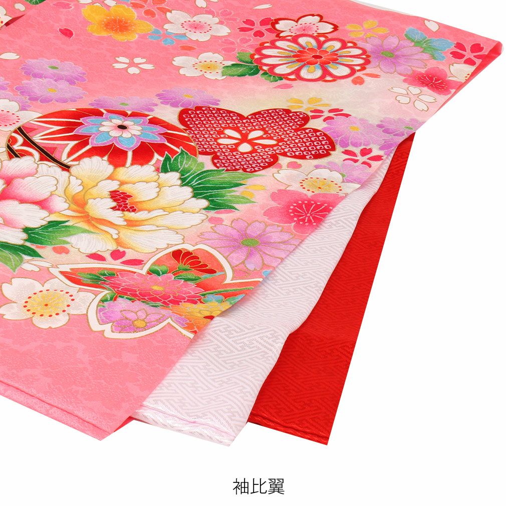 お宮参り 着物 女の子 産着 祝い着 ピンク まりに牡丹 桜 正絹 のしめ
