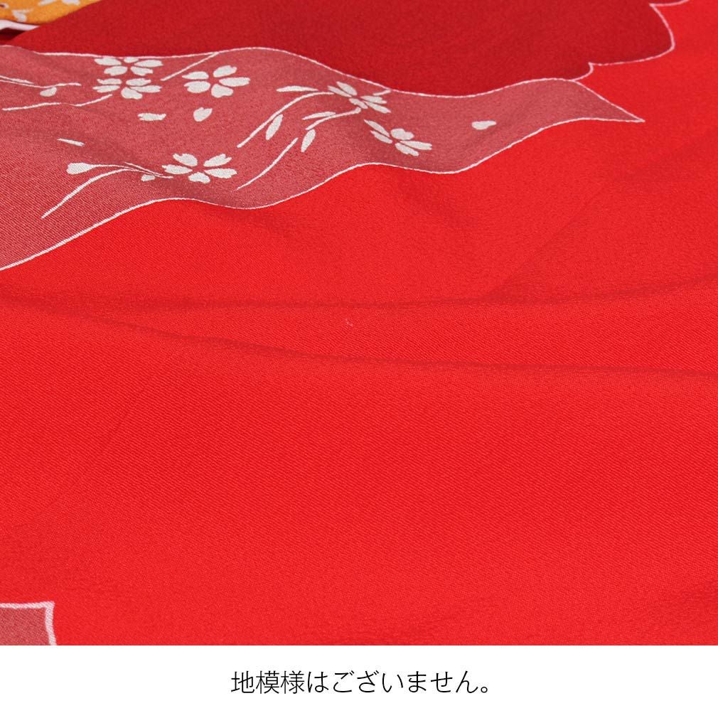お宮参り 着物 女の子 産着 祝い着 赤 花車とオシドリ 正絹 のしめ