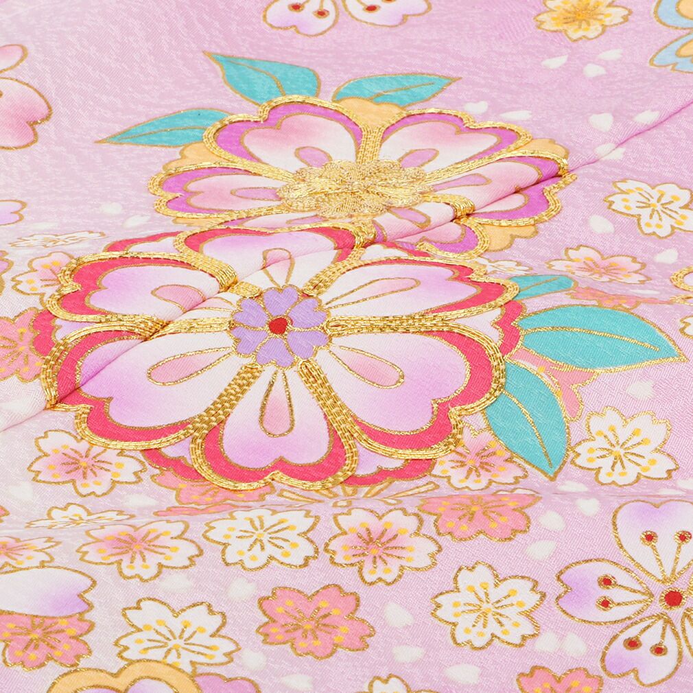 七五三》 四つ身着物3点セット 着物+長襦袢+重ね衿 ＜ピンク ／桜＞ 7
