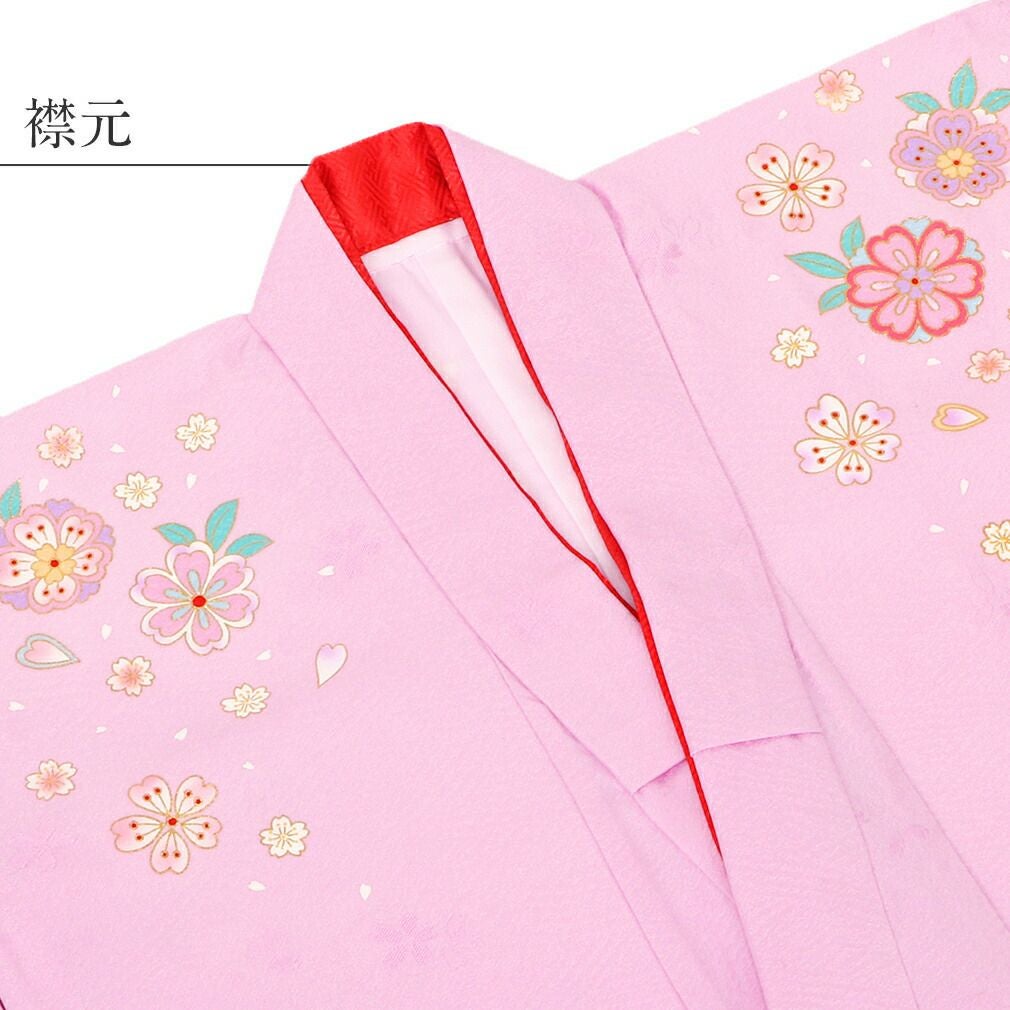 七五三》 四つ身着物3点セット 着物+長襦袢+重ね衿 ＜ピンク ／桜＞ 7