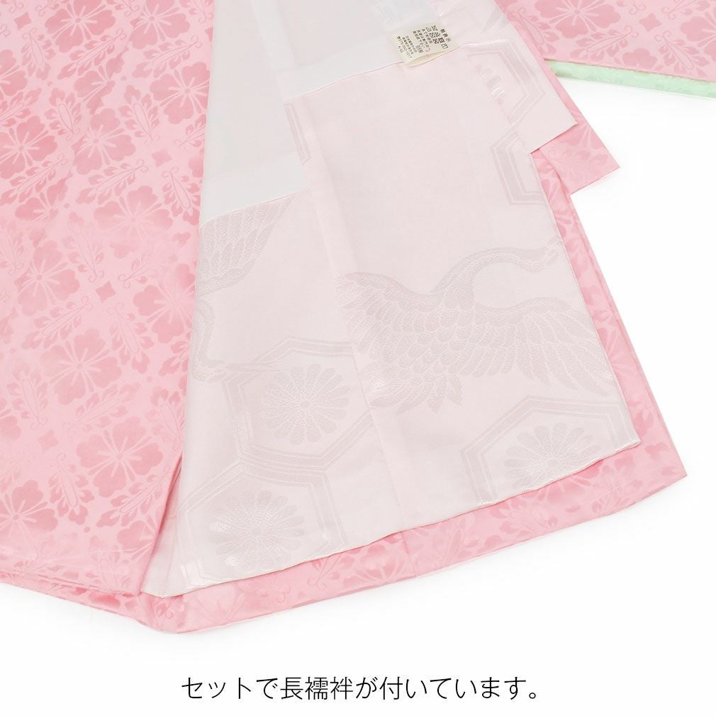 お宮参り 着物 女の子 産着 祝い着 桃 薄橙 薄緑 藤色 ピンク 花車