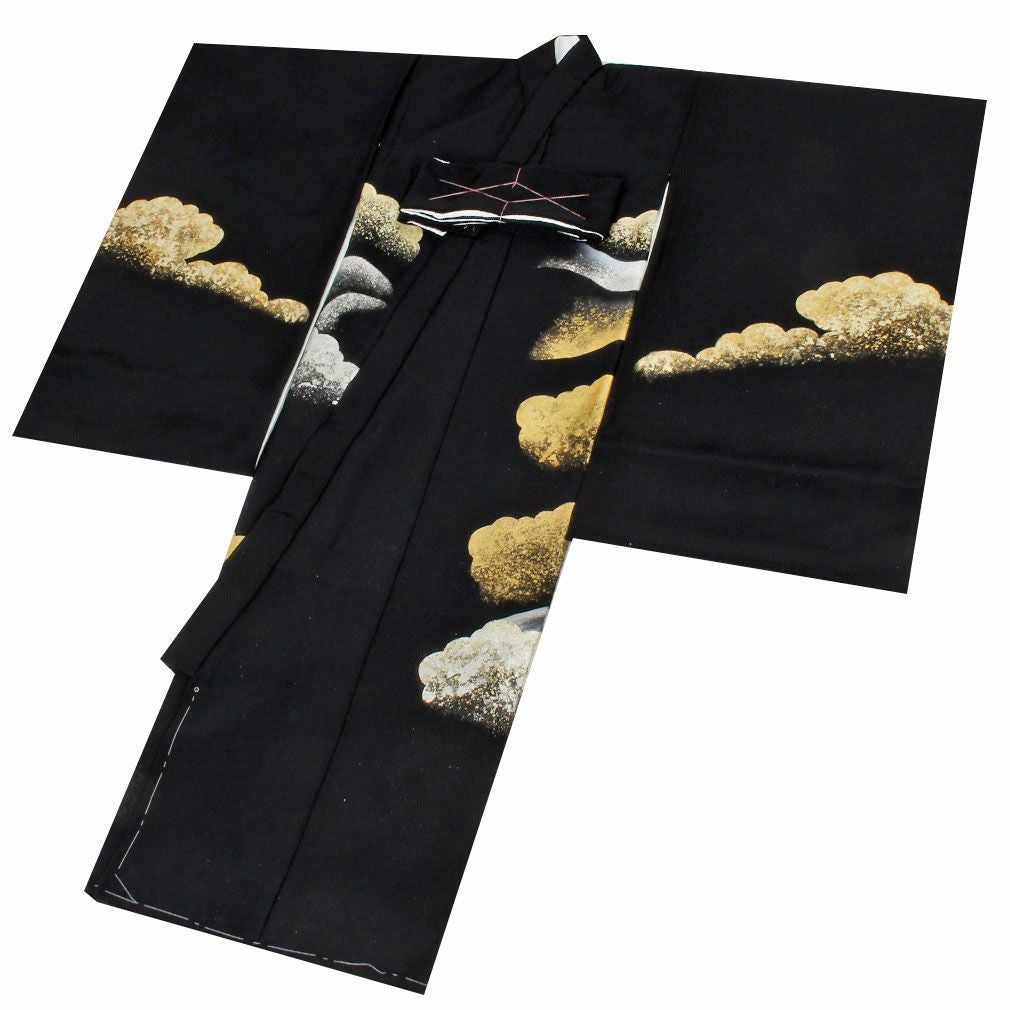 お宮参り 着物 男の子 産着 祝い着 黒 ブラック 竜 龍 富士山 富士 雲