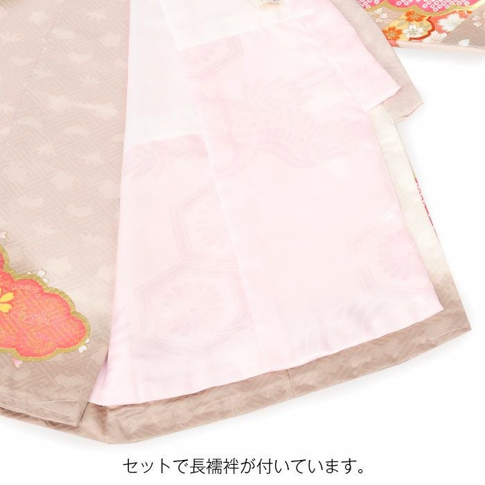 お宮参り 着物 女の子 産着 祝い着 薄桃 ベージュ 鞠 熨斗 桜 正絹