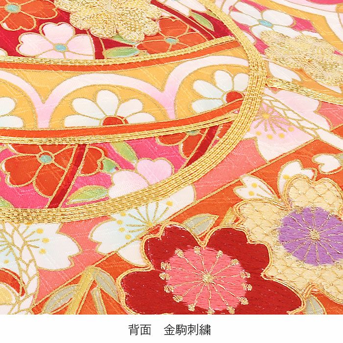 お宮参り 着物 女の子 産着 祝い着 白 桃 鞠 熨斗 桜 正絹 友禅 金駒