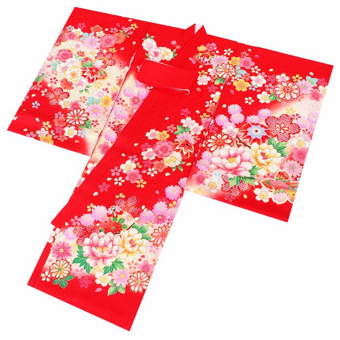 お宮参り 着物 女の子 産着 祝い着 赤 牡丹 鈴 桜 正絹 友禅 金駒刺繍 お宮参り 着物 女の子 産着 祝い着 赤 牡丹 鈴 桜 正絹 友禅 金駒刺繍