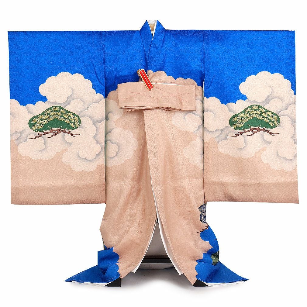お宮参り 着物 男の子 産着 祝い着 青 龍 竜 富士 松 兜 正絹 のしめ