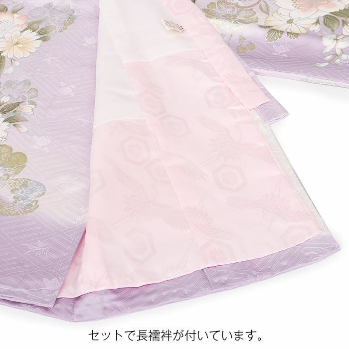 お宮参り 着物 女の子 産着 祝い着 藤色 銀 鞠 八重桜 牡丹 桜 橘 吉祥
