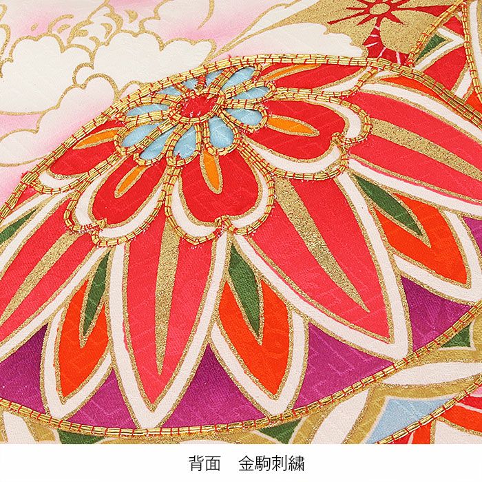 お宮参り 着物 女の子 産着 祝い着 白 桃 ホワイト 鞠 毬 牡丹 菊 桜