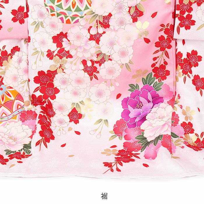 お宮参り 着物 女の子 産着 祝い着 白 桃 ホワイト 鞠 毬 牡丹 菊 桜