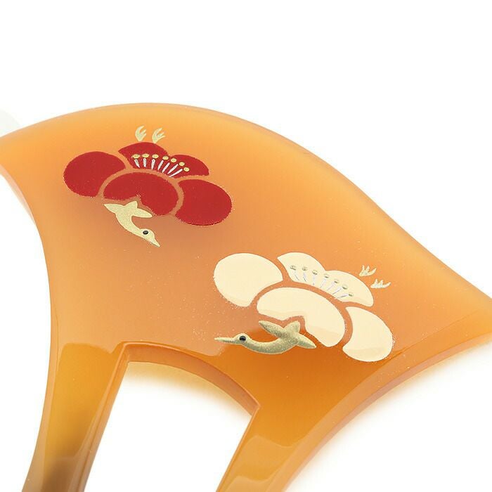 かんざし 二本差し 二本 簪 バチ型 黒 べっ甲 紅白梅 梅 蒔絵簪 日本製