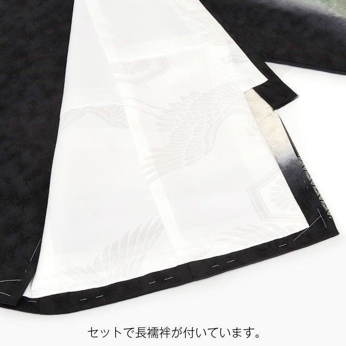 お宮参り着物男の子産着黒白宝船小槌宝尽くし松竹吉祥紋正絹友禅刺繍金彩銀彩新品販売購入きもの祝い着のしめ掛け着初着祝着一つ身服装赤ちゃんベビー