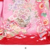 お宮参り着物女の子産着桃赤ピンクレッド花車牡丹熨斗花籠鞠雪輪桜宝尽くし吉祥紋正絹友禅金刺繍刺繍金彩新品日本製販売購入きもの祝い着のしめ掛け着初着祝着一つ身服装赤ちゃんベビー花かご毬まりマリかわいい