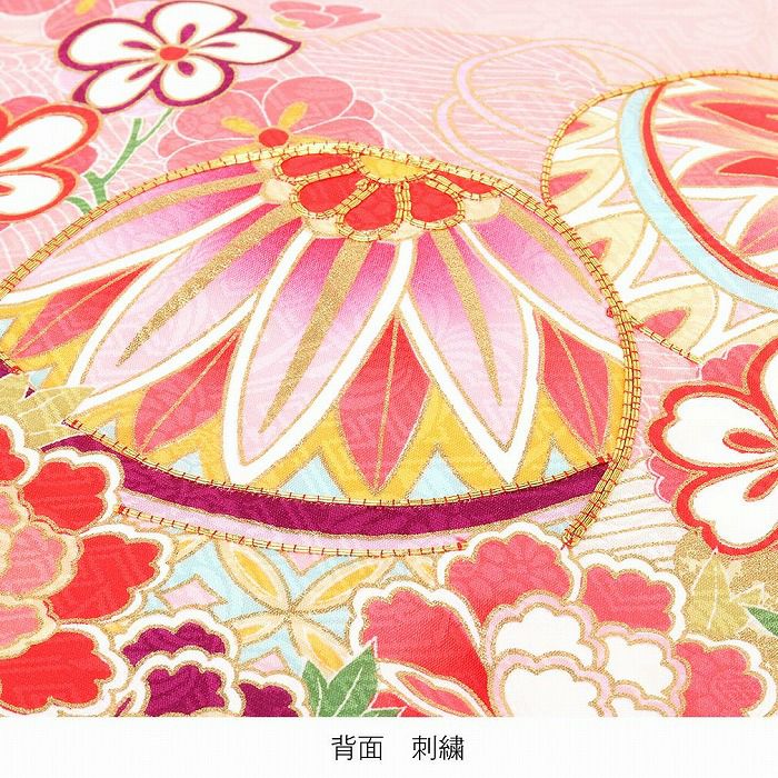 お宮参り 着物 女の子 産着 祝い着 ピンク イエロー 雲取り 鞠 桜 牡丹