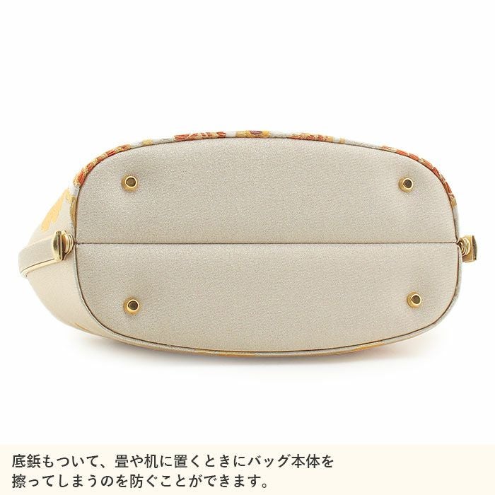 草履バッグセット 振袖 帯地 白 ベージュ LLサイズ 三枚芯 w47-4 草履 バッグ セット 女性 和装 和装バッグ 和装履物 袴姿| きもの館 創美苑