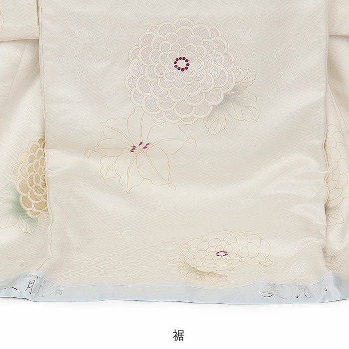 お宮参り 着物 女の子 産着 祝い着 白 金 銀 吉祥花 正絹 吉澤の友禅