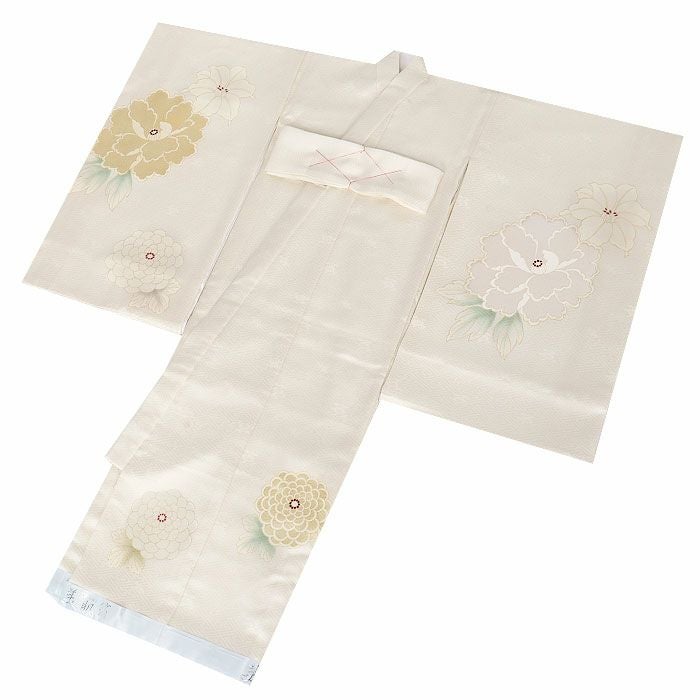 お宮参り 着物 女の子 産着 祝い着 白 金 銀 吉祥花 正絹 吉澤の友禅