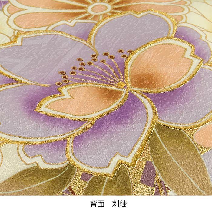 お宮参り 着物 女の子 産着 祝い着 淡黄緑 花車 桜 鈴 正絹 友禅 刺繍
