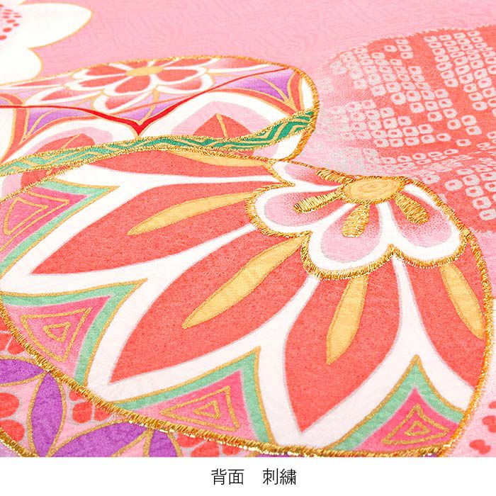 お宮参り 着物 女の子 産着 祝い着 桃 鞠 毬 ねじ梅 正絹 友禅 刺繍