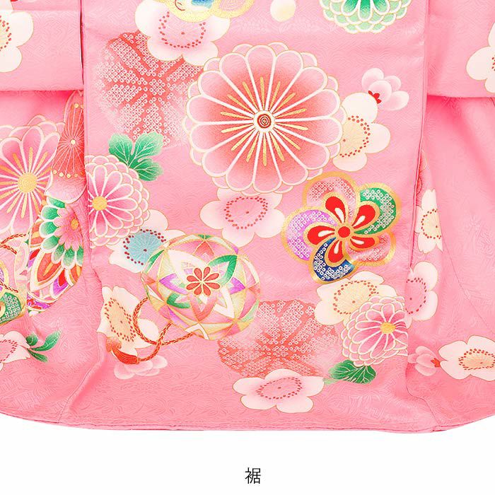 お宮参り 着物 女の子 産着 祝い着 桃 鞠 毬 ねじ梅 正絹 友禅 刺繍